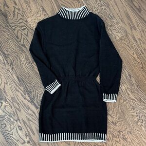 SHEIN Black and White Knit Dress. Cinched waist. NEW.